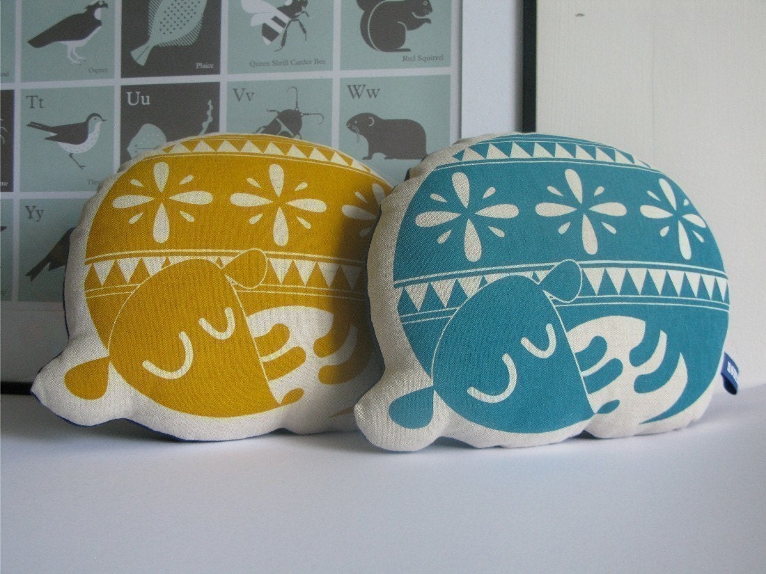 Hand Screen Printed Sleepy Dog in Yellow