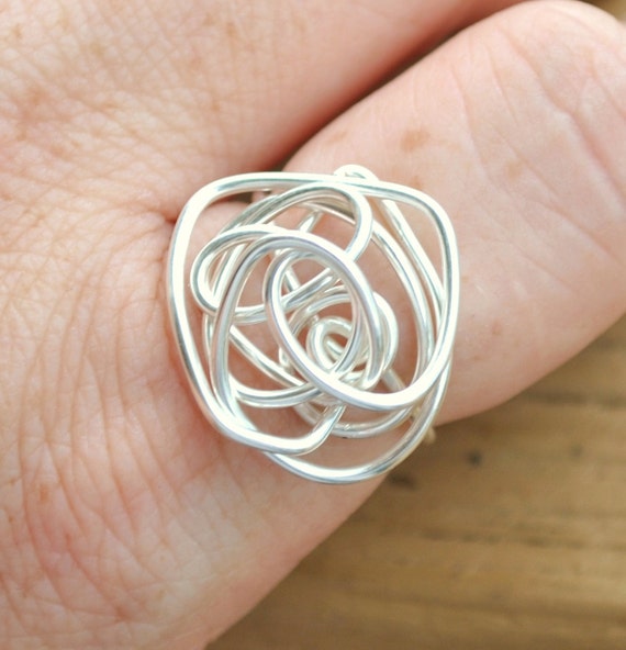Wire Wrapped Ring Silver Confusion Non Tarnish Silver Plated Wire