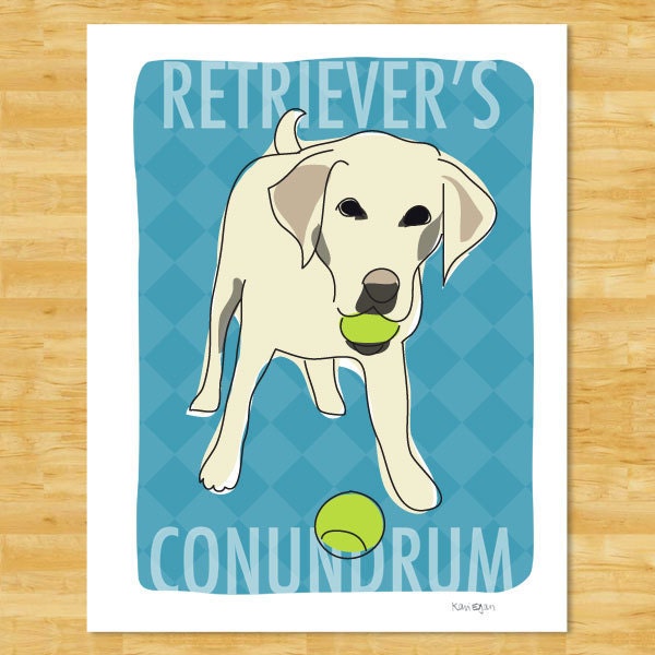Labrador Retriever Print 8x10 Modern Dog Art - Retrievers Conundrum - Yellow Lab