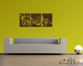 3 Panel Swirl Vinyl Wall Decal, Removable decals stickers, home decor