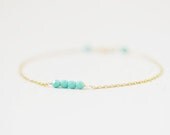 Turquoise Beads on Gold Filled Chain Bracelet - gift ideas, best friend gift, birthday gift, for her, gift under 20