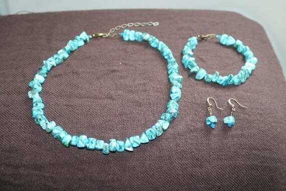 Turquoise and Blue Swarovski Earring, Necklace, and Bracelet set (Bridesmaids or Prom Set)