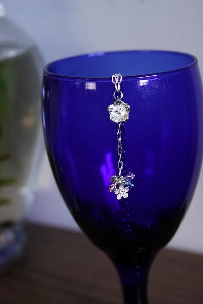 Suspended Flower and Swarovski Crystal Necklace