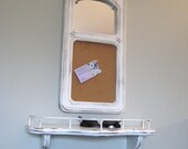 Mirrored Cork Board w/ Shelf / Upcycled Cottage Chic Entry Shelf & Message Board