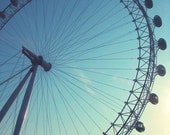 SALE: London Eye Photograph 5x7'' (13x18 cm), ferris wheel, Photo Print, home decor, green turquoise