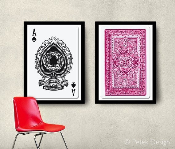 Set of 2 Big Posters Playing Cards 20x30 50x70cm Home decor wall art prints Unisex gift, Fit into IKEA frames