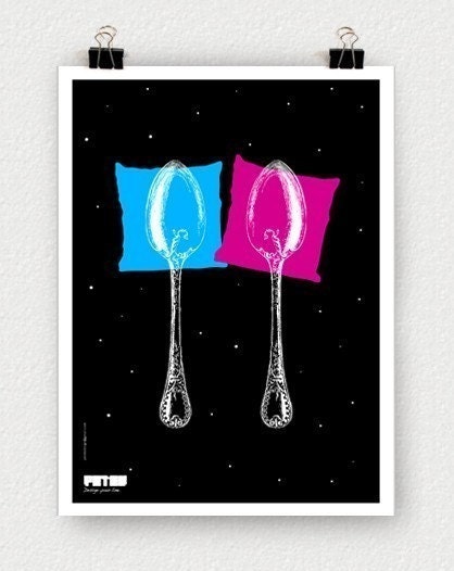 Spooning Poster 30.4x42cm LIGHT BLUE AQUA