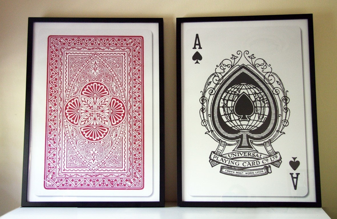 Set of 2 Big Posters Playing Cards 20x30 50x70cm Home decor wall art prints Unisex gift, Fit into IKEA frames