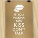 A4 poster: If You Wanna Kiss, Kiss Dont Talk - 8x11- Gold retro telephone, Garden woodland, Gift for him/ her, Art Print