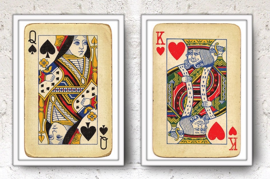 Royal Wedding Gift, Bedroom Walls 2 Big posters King and Queen Playing Cards, Home Decor 20x30 For Hostess, Fits to IKEA's frames