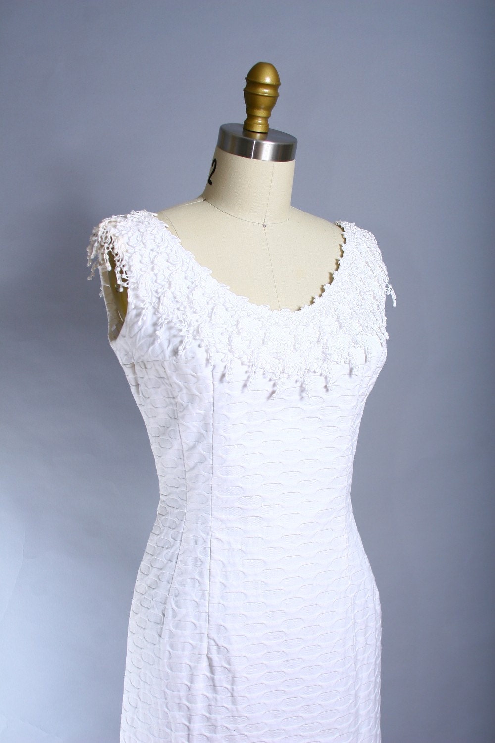 Vintage 60s Fitted White Mad Men Lace Wedding Dress