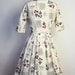 Vintage 50s Novelty Dress - Botanical Illustration Plant Print Full Dress