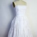 Vintage 50s Wedding Dress - White Eyelet Embroidered Strapless Party Dress