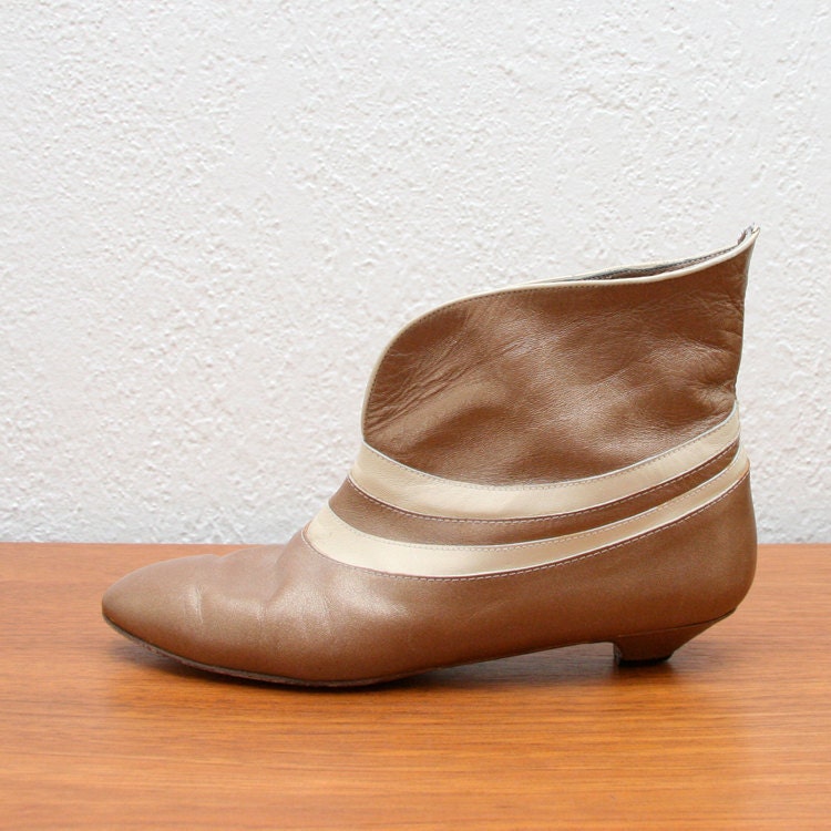 Vintage 60s Bronze Ankle Boots 7 8
