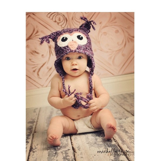 PDF CROCHET PATTERN 002 - Baby Owl hat- Multiple sizes from newborn through 12 months