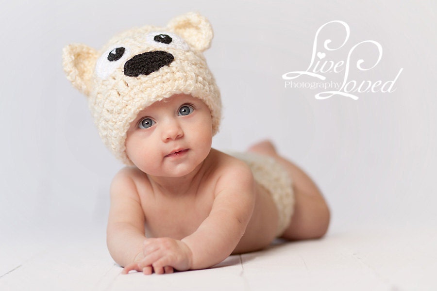 PDF CROCHET PATTERN - Teddy-Bear hat and diaper cover