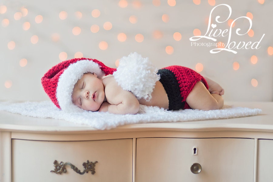 Download PDF crochet pattern - Little Santa hat, diaper cover and mini-blanket  (newborn, 0-3 months)