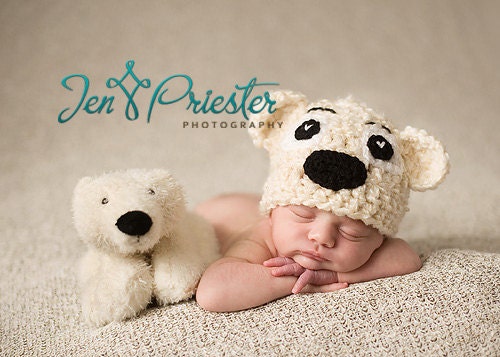 PDF CROCHET PATTERN 006 - Teddy-bear hat - Multiple sizes from newborn through age 4