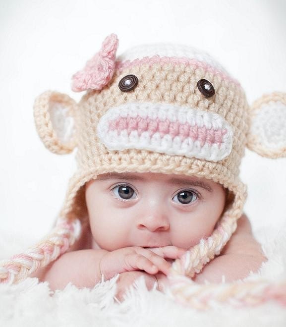 Download PDF crochet pattern 010 - Sock Monkey hat - Multiple sizes from newborn through age 4