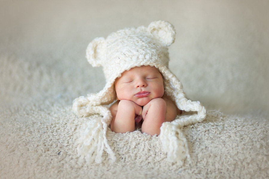 PDF CROCHET PATTERN 004 - Bear Earflap hat - Multiple sizes from newborn through age 4