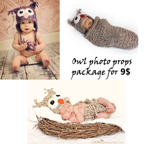 Download PDF crochet pattern - Owl Photo Prop Package
