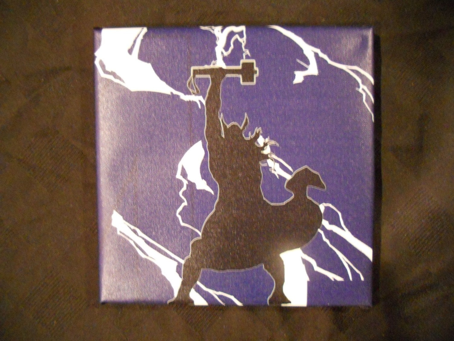 Thor Avengers Artwork on 8x8 Canvas from the Super Hero Silhouette Series