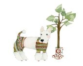 Giclee Print, Dog in knitted two piece illustration 8x11