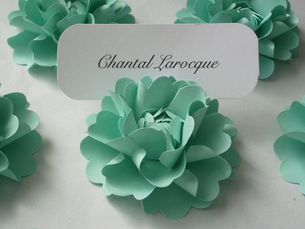 Place Card Holders - Handmade Paper Flower - Oriental Poppy - CUSTOM COLOR Available - Set of 50