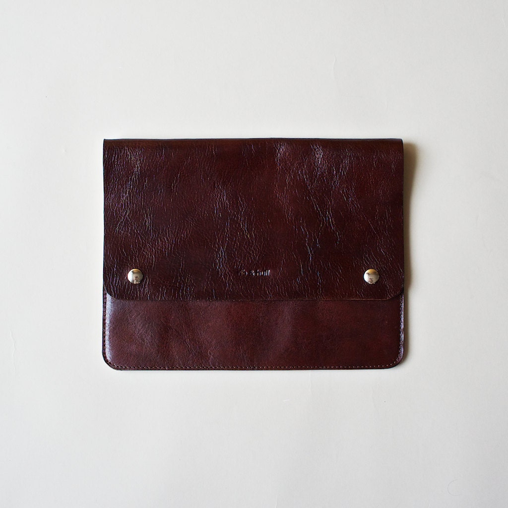 Dark Brown Leather iPad Case - Heirloom Sleeve - Oxblood