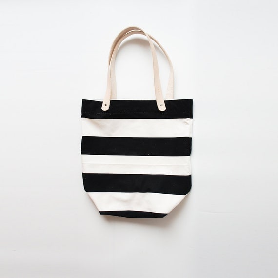 Black and White Striped Tote