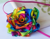 Rainbow Watercolors Silk Flower Headband / Unique Photo Prop