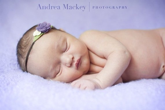 Heather and Cream Purple Felt Flower Rosette Headband
