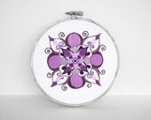 Rhapsody Embroidery Hoop Art, Mandala in Lavender, Lilac, Plum Purple and Silver - 5 Inch Hoop Art