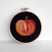 Abstract Orange Embroidered Pumpkin for Thanksgiving 4 inch Embroidery Hoop Fiber Art