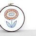Blue, Orange and Mustard Embroidered Flower 5 inch Embroidery Hoop Fiber Wall Art