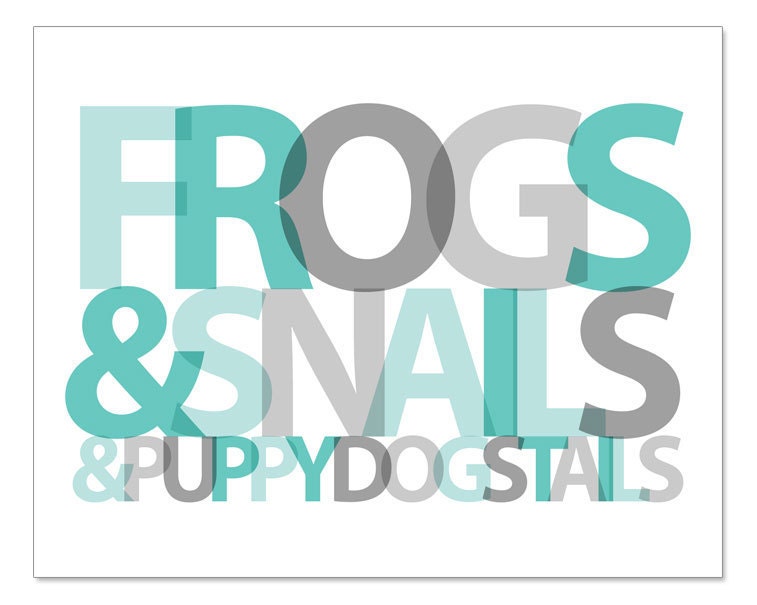 Personalized Boys Room Art - Frogs & Snails Modern Nursery Print 8x10 - Choose your own colors