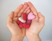 Handful of Hearts - Rustic Wool Needle Felted Heart Pebbles - Valentine's Day Love - 100% Natural Wool - Rustic Favors