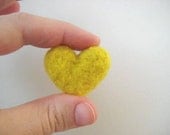 Lemon Yellow Needle Felted Heart Pebbles - Valentine's Day Love - 100% Natural Wool - Rustic Favors