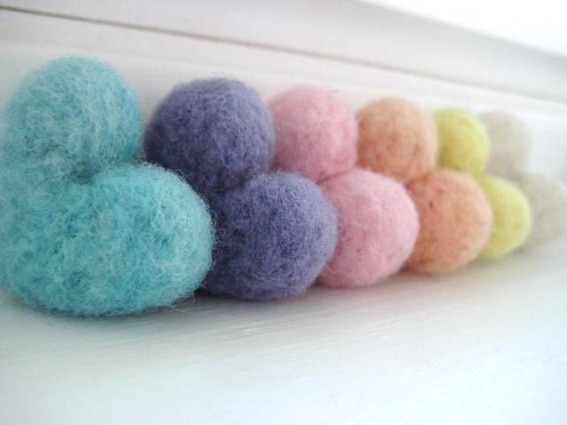 Rustic Spring Pastel Wool Needle Felted Heart Pebbles - Valentine's Day Love - 100% Natural Wool - Rustic Favors