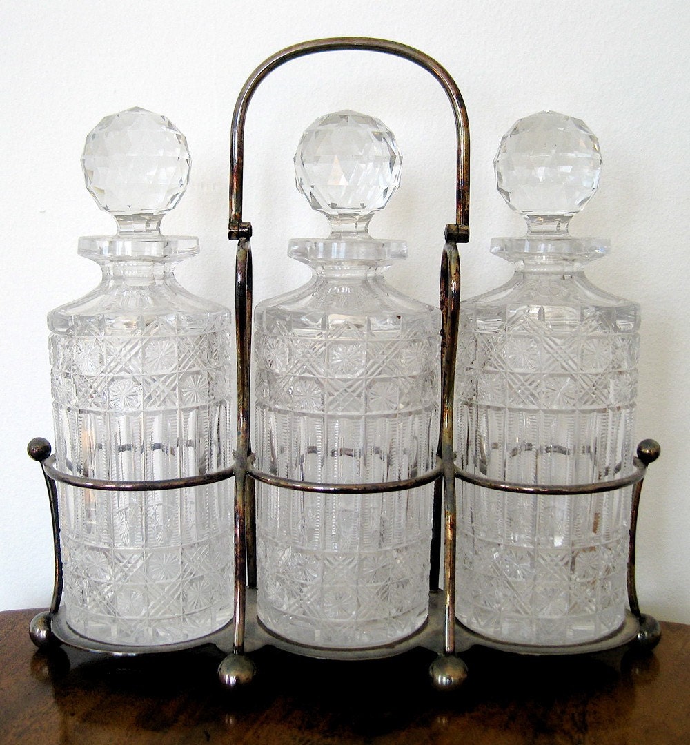 Set Of Three Antique Crystal Decanters In By Whitfieldantiques