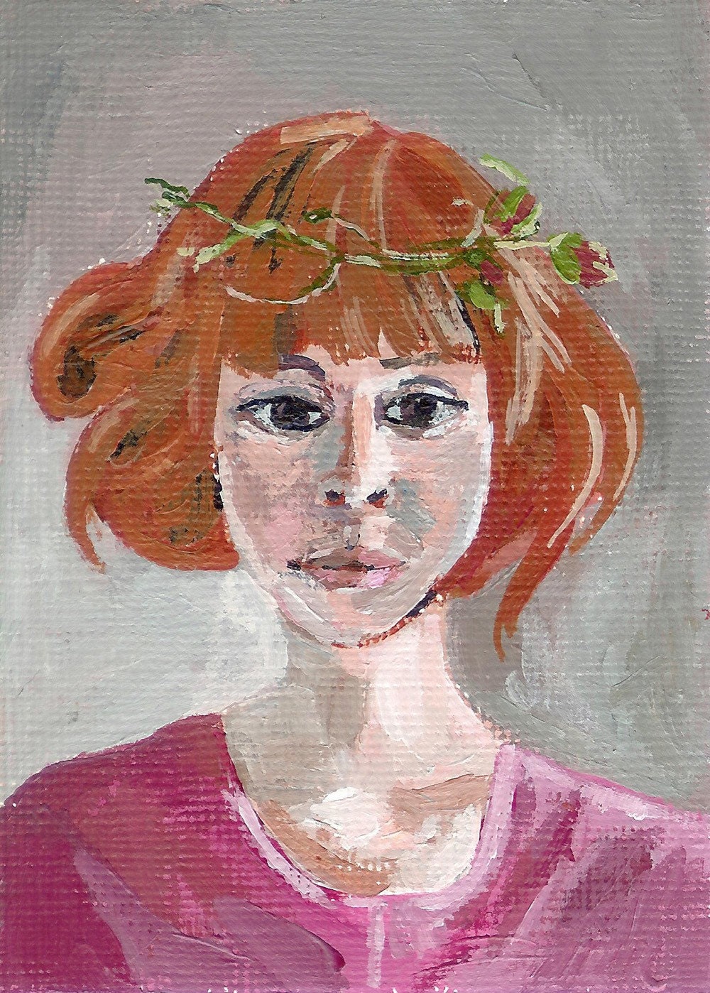 rosebud, original aceo painting