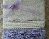 VINTAGE LACE, WHITE And Lavender, Over 8 - 1/2 Yards, Embellishments, Gorgeous.