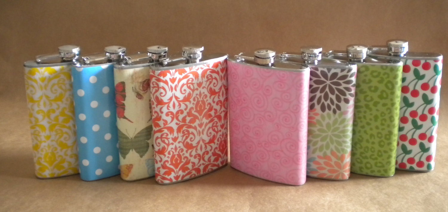 Flasks ANY 8 Print Design 8 ounce Gift Flasks