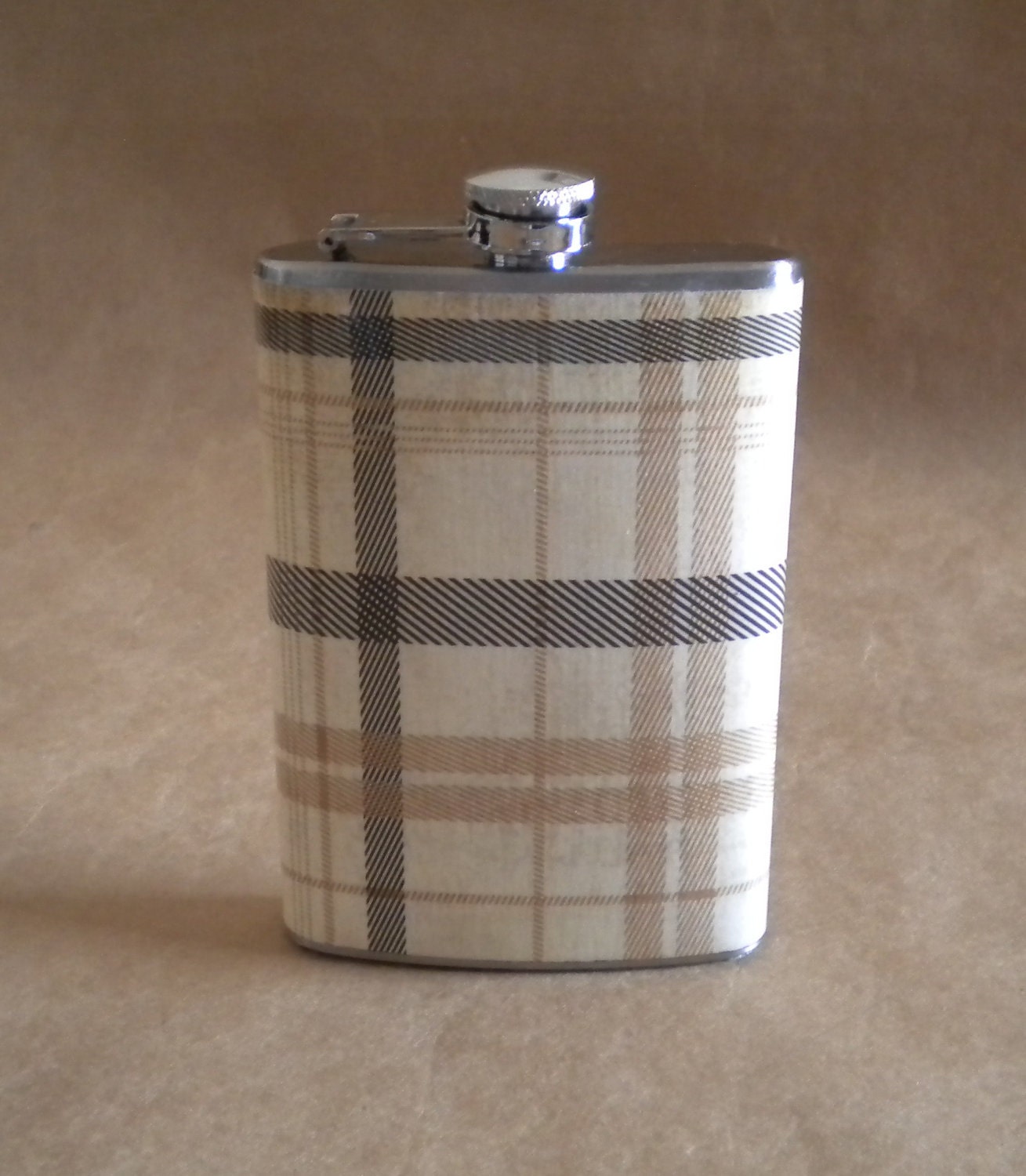 Gentleman's Plaid Print Stainless Steel 8 oz. SALE Flask KR2D 4966