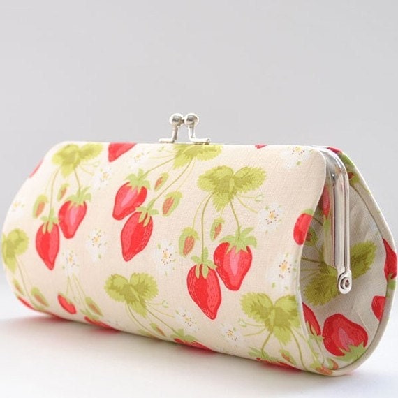 Strawberries in Cream..Small Clutch Purse