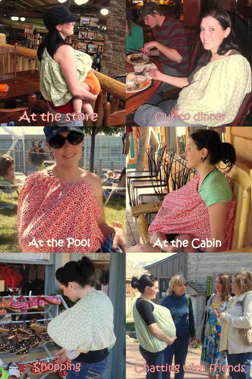 BooBTooB The ONLY Nursing Cover That's Got Your Back (Brown with BIG Blue and White Dots)