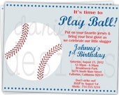 Play Ball - Baseball Themed Birthday Party Invitations - Printable Digital JPEG File