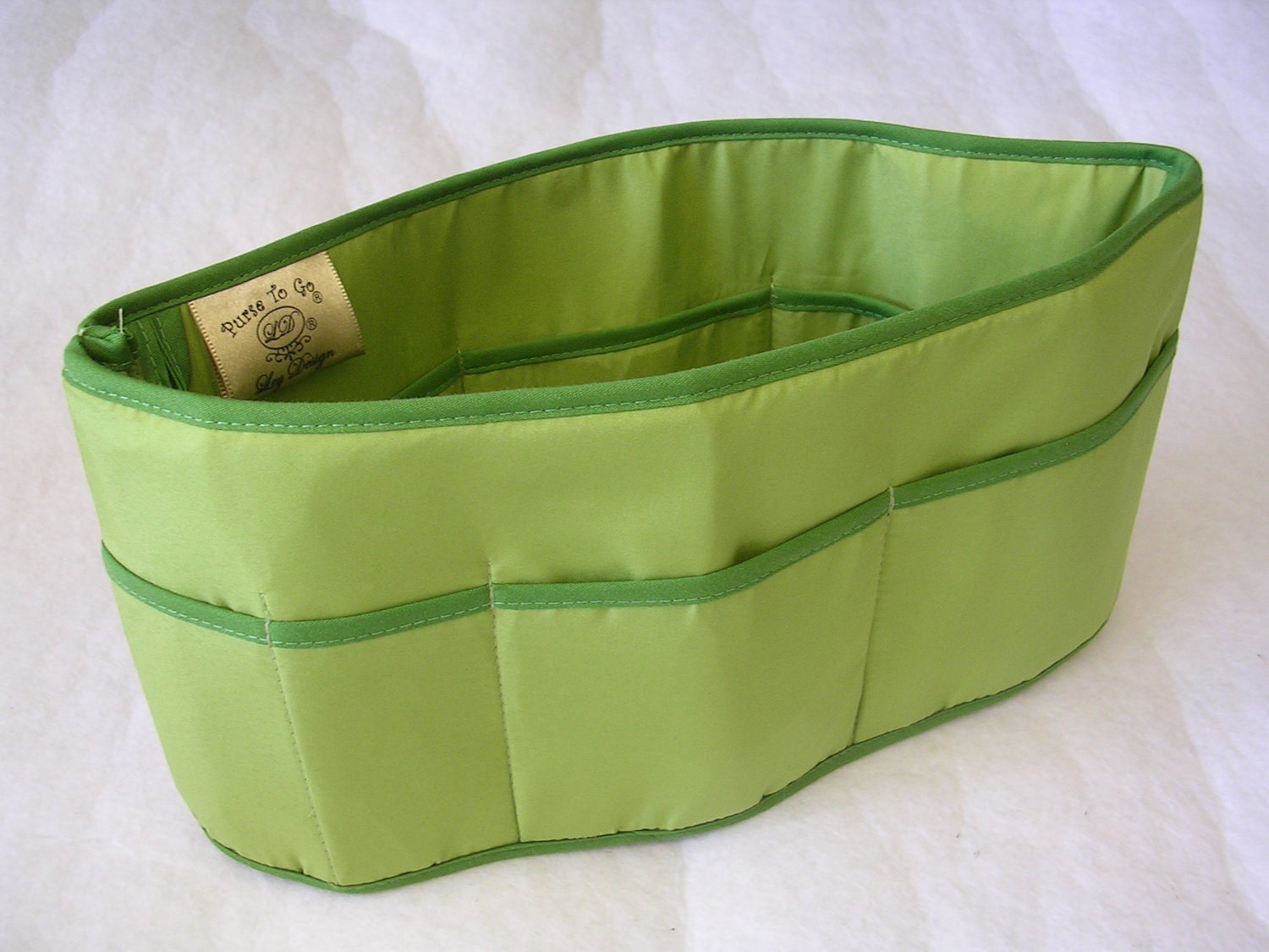 Purse To Go(R) Pockets Plus-Purse organizer insert transfer liner in green color - Small size Enclosed bottom - Bucket type-
