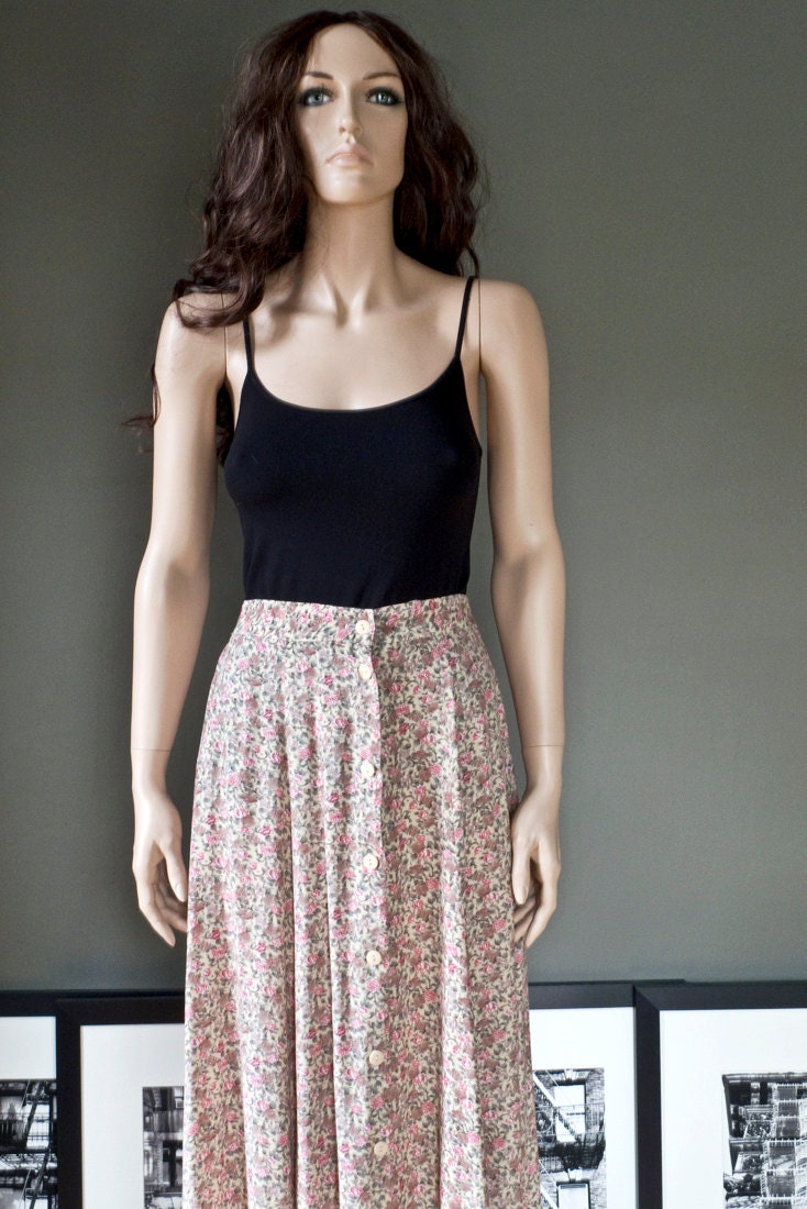 Vintage romantic ditsy mini florals MIDI SKIRT