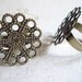 SALE: Adjustable Antiqued Brass Rings with 1 inch/25mm Round Filigree Base Top - Ready to Embellish Qty 2